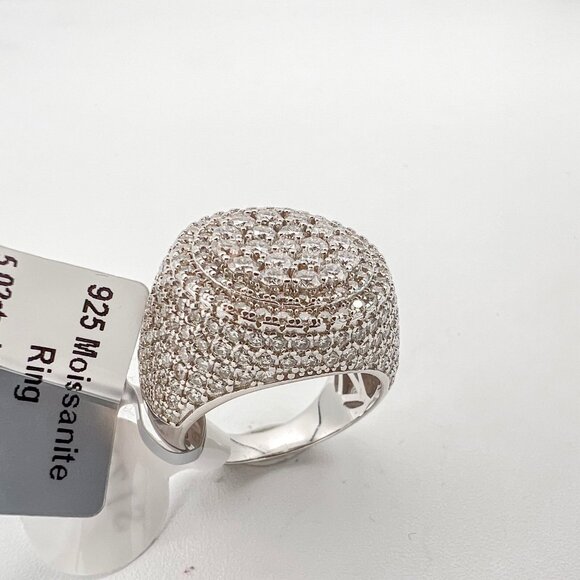 925 Sterling Sliver Moissanite Circle Elevated Ring, 5.03ctw VVS Stones Hip Hop - Picture 2 of 8